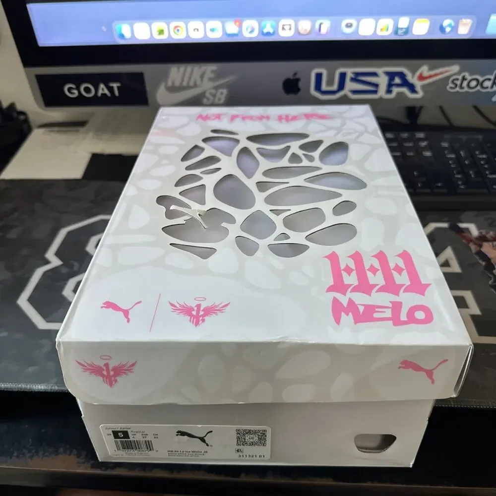 New Kids Size 5 Puma MB.04 Ice White Lamelo Ball Melo 311321-01